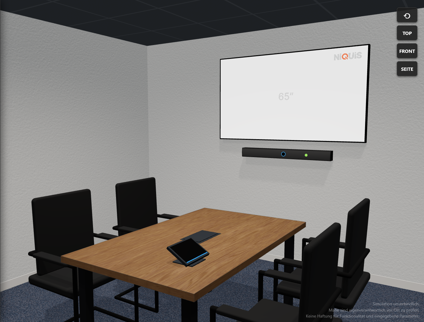 Huddle Space mit Videobar und Display für 2–4 Personen